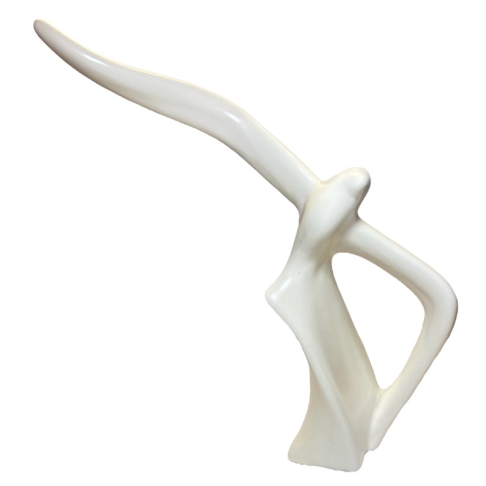 Seagull Ceramic Sculpture MCM  Off White Signed Vintage Bird 14” Tall